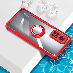 Custodia Silicone Trasparente Ultra Slim Cover Morbida con Magnetico Anello Supporto BH1 per Xiaomi Redmi Note 11 4G (2022) Rosso