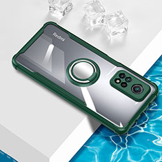 Custodia Silicone Trasparente Ultra Slim Cover Morbida con Magnetico Anello Supporto BH1 per Xiaomi Redmi Note 11 Pro 4G Verde