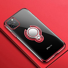 Custodia Silicone Trasparente Ultra Slim Cover Morbida con Magnetico Anello Supporto C01 per Apple iPhone 11 Pro Rosso