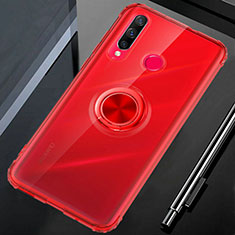 Custodia Silicone Trasparente Ultra Slim Cover Morbida con Magnetico Anello Supporto C01 per Huawei Honor 20i Rosso