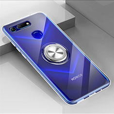 Custodia Silicone Trasparente Ultra Slim Cover Morbida con Magnetico Anello Supporto C01 per Huawei Honor V20 Chiaro