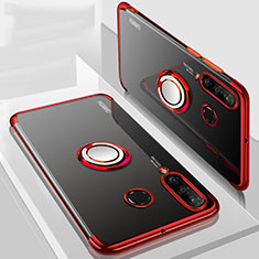 Custodia Silicone Trasparente Ultra Slim Cover Morbida con Magnetico Anello Supporto C01 per Huawei P30 Lite Rosso