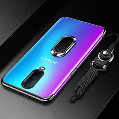 Custodia Silicone Trasparente Ultra Slim Cover Morbida con Magnetico Anello Supporto C01 per Oppo R17 Pro Nero