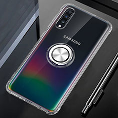 Custodia Silicone Trasparente Ultra Slim Cover Morbida con Magnetico Anello Supporto C01 per Samsung Galaxy A70S Chiaro