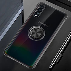 Custodia Silicone Trasparente Ultra Slim Cover Morbida con Magnetico Anello Supporto C01 per Samsung Galaxy A90 5G Nero