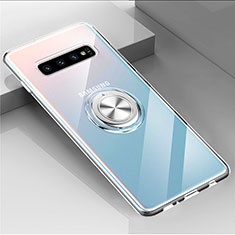 Custodia Silicone Trasparente Ultra Slim Cover Morbida con Magnetico Anello Supporto C01 per Samsung Galaxy S10 5G Chiaro