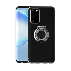 Custodia Silicone Trasparente Ultra Slim Cover Morbida con Magnetico Anello Supporto C01 per Samsung Galaxy S20 5G Nero