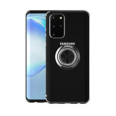 Custodia Silicone Trasparente Ultra Slim Cover Morbida con Magnetico Anello Supporto C01 per Samsung Galaxy S20 Plus 5G Nero