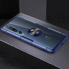 Custodia Silicone Trasparente Ultra Slim Cover Morbida con Magnetico Anello Supporto C01 per Xiaomi Mi 10 Pro Blu