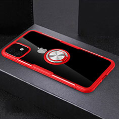 Custodia Silicone Trasparente Ultra Slim Cover Morbida con Magnetico Anello Supporto C02 per Apple iPhone 11 Rosso