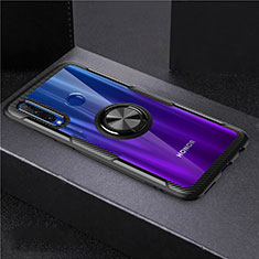 Custodia Silicone Trasparente Ultra Slim Cover Morbida con Magnetico Anello Supporto C02 per Huawei Honor 20 Lite Nero