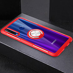 Custodia Silicone Trasparente Ultra Slim Cover Morbida con Magnetico Anello Supporto C02 per Huawei Honor 20 Lite Rosso