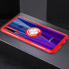 Custodia Silicone Trasparente Ultra Slim Cover Morbida con Magnetico Anello Supporto C02 per Huawei Honor 20i Rosso