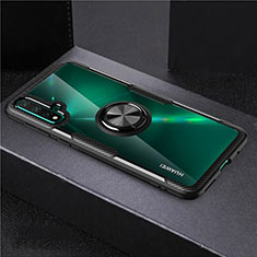 Custodia Silicone Trasparente Ultra Slim Cover Morbida con Magnetico Anello Supporto C02 per Huawei Nova 5 Nero