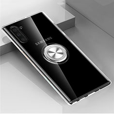 Custodia Silicone Trasparente Ultra Slim Cover Morbida con Magnetico Anello Supporto C02 per Samsung Galaxy Note 10 5G Chiaro