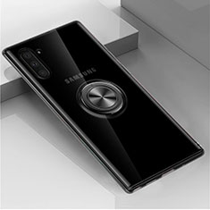 Custodia Silicone Trasparente Ultra Slim Cover Morbida con Magnetico Anello Supporto C02 per Samsung Galaxy Note 10 5G Nero