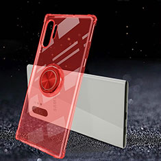 Custodia Silicone Trasparente Ultra Slim Cover Morbida con Magnetico Anello Supporto C02 per Samsung Galaxy Note 10 Plus 5G Rosso