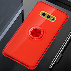 Custodia Silicone Trasparente Ultra Slim Cover Morbida con Magnetico Anello Supporto C02 per Samsung Galaxy S10e Rosso