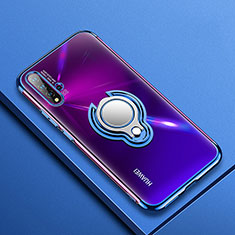 Custodia Silicone Trasparente Ultra Slim Cover Morbida con Magnetico Anello Supporto C03 per Huawei Nova 5 Blu