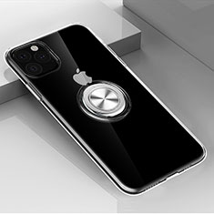 Custodia Silicone Trasparente Ultra Slim Cover Morbida con Magnetico Anello Supporto F01 per Apple iPhone 11 Pro Chiaro