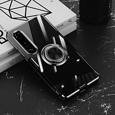Custodia Silicone Trasparente Ultra Slim Cover Morbida con Magnetico Anello Supporto per Sony Xperia 1 IV Nero