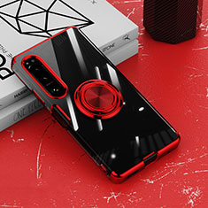 Custodia Silicone Trasparente Ultra Slim Cover Morbida con Magnetico Anello Supporto per Sony Xperia 1 IV SO-51C Rosso