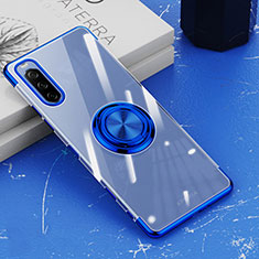 Custodia Silicone Trasparente Ultra Slim Cover Morbida con Magnetico Anello Supporto per Sony Xperia 10 III Lite Blu