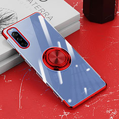 Custodia Silicone Trasparente Ultra Slim Cover Morbida con Magnetico Anello Supporto per Sony Xperia 10 III SOG04 Rosso