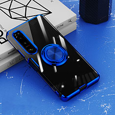 Custodia Silicone Trasparente Ultra Slim Cover Morbida con Magnetico Anello Supporto per Sony Xperia 10 IV SOG07 Blu