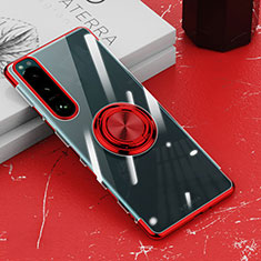 Custodia Silicone Trasparente Ultra Slim Cover Morbida con Magnetico Anello Supporto per Sony Xperia 5 III Rosso