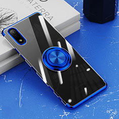 Custodia Silicone Trasparente Ultra Slim Cover Morbida con Magnetico Anello Supporto per Sony Xperia Ace II Blu