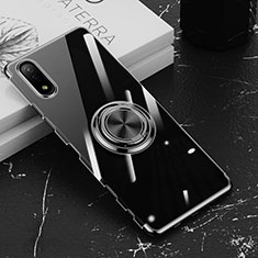 Custodia Silicone Trasparente Ultra Slim Cover Morbida con Magnetico Anello Supporto per Sony Xperia Ace II Nero