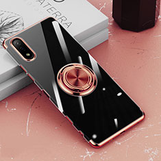 Custodia Silicone Trasparente Ultra Slim Cover Morbida con Magnetico Anello Supporto per Sony Xperia Ace II Oro Rosa