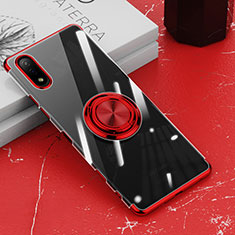 Custodia Silicone Trasparente Ultra Slim Cover Morbida con Magnetico Anello Supporto per Sony Xperia Ace II Rosso