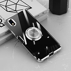 Custodia Silicone Trasparente Ultra Slim Cover Morbida con Magnetico Anello Supporto per Sony Xperia Ace III Argento