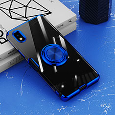 Custodia Silicone Trasparente Ultra Slim Cover Morbida con Magnetico Anello Supporto per Sony Xperia Ace III Blu