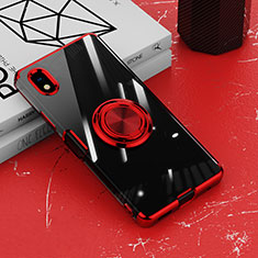Custodia Silicone Trasparente Ultra Slim Cover Morbida con Magnetico Anello Supporto per Sony Xperia Ace III SO-53C Rosso