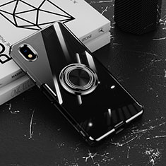 Custodia Silicone Trasparente Ultra Slim Cover Morbida con Magnetico Anello Supporto per Sony Xperia Ace III SOG08 Nero