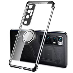 Custodia Silicone Trasparente Ultra Slim Cover Morbida con Magnetico Anello Supporto S01 per Xiaomi Mi 10 Ultra Nero