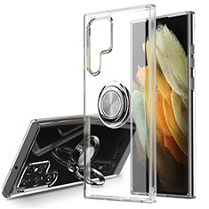 Custodia Silicone Trasparente Ultra Slim Cover Morbida con Magnetico Anello Supporto S04 per Samsung Galaxy S24 Ultra 5G Chiaro