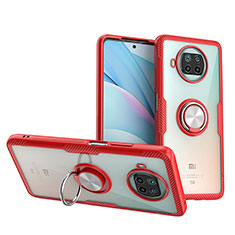 Custodia Silicone Trasparente Ultra Slim Cover Morbida con Magnetico Anello Supporto ZL1 per Xiaomi Mi 10i 5G Rosso
