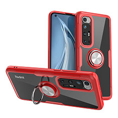 Custodia Silicone Trasparente Ultra Slim Cover Morbida con Magnetico Anello Supporto ZL1 per Xiaomi Mi 10S 5G Rosso