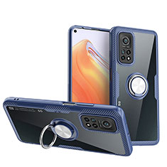 Custodia Silicone Trasparente Ultra Slim Cover Morbida con Magnetico Anello Supporto ZL1 per Xiaomi Mi 10T Pro 5G Argento e Blu