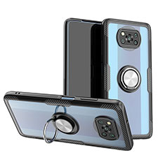 Custodia Silicone Trasparente Ultra Slim Cover Morbida con Magnetico Anello Supporto ZL1 per Xiaomi Poco X3 NFC Argento e Nero