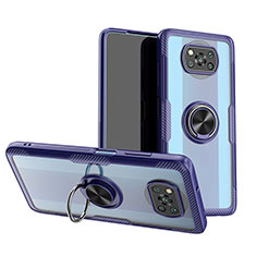 Custodia Silicone Trasparente Ultra Slim Cover Morbida con Magnetico Anello Supporto ZL1 per Xiaomi Poco X3 NFC Blu
