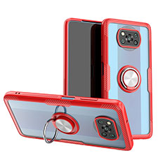 Custodia Silicone Trasparente Ultra Slim Cover Morbida con Magnetico Anello Supporto ZL1 per Xiaomi Poco X3 NFC Rosso