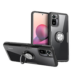 Custodia Silicone Trasparente Ultra Slim Cover Morbida con Magnetico Anello Supporto ZL1 per Xiaomi Redmi Note 10 4G Argento e Nero