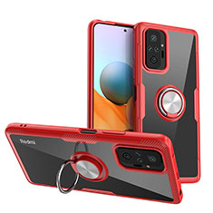 Custodia Silicone Trasparente Ultra Slim Cover Morbida con Magnetico Anello Supporto ZL1 per Xiaomi Redmi Note 10 Pro 4G Rosso