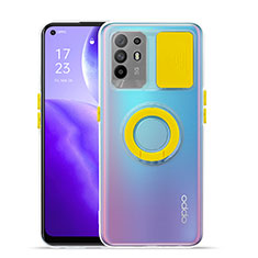 Custodia Silicone Trasparente Ultra Slim Cover Morbida con Supporto per Oppo F19 Pro+ Plus 5G Giallo