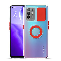 Custodia Silicone Trasparente Ultra Slim Cover Morbida con Supporto per Oppo F19 Pro+ Plus 5G Rosso